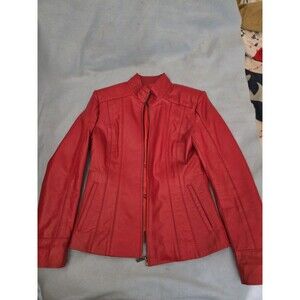 Vtg. Novin Women's Red Leather Jacket (LOC-31)